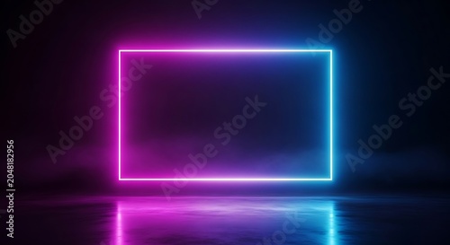 Neon rectangle with pink and blue gradient on dark background