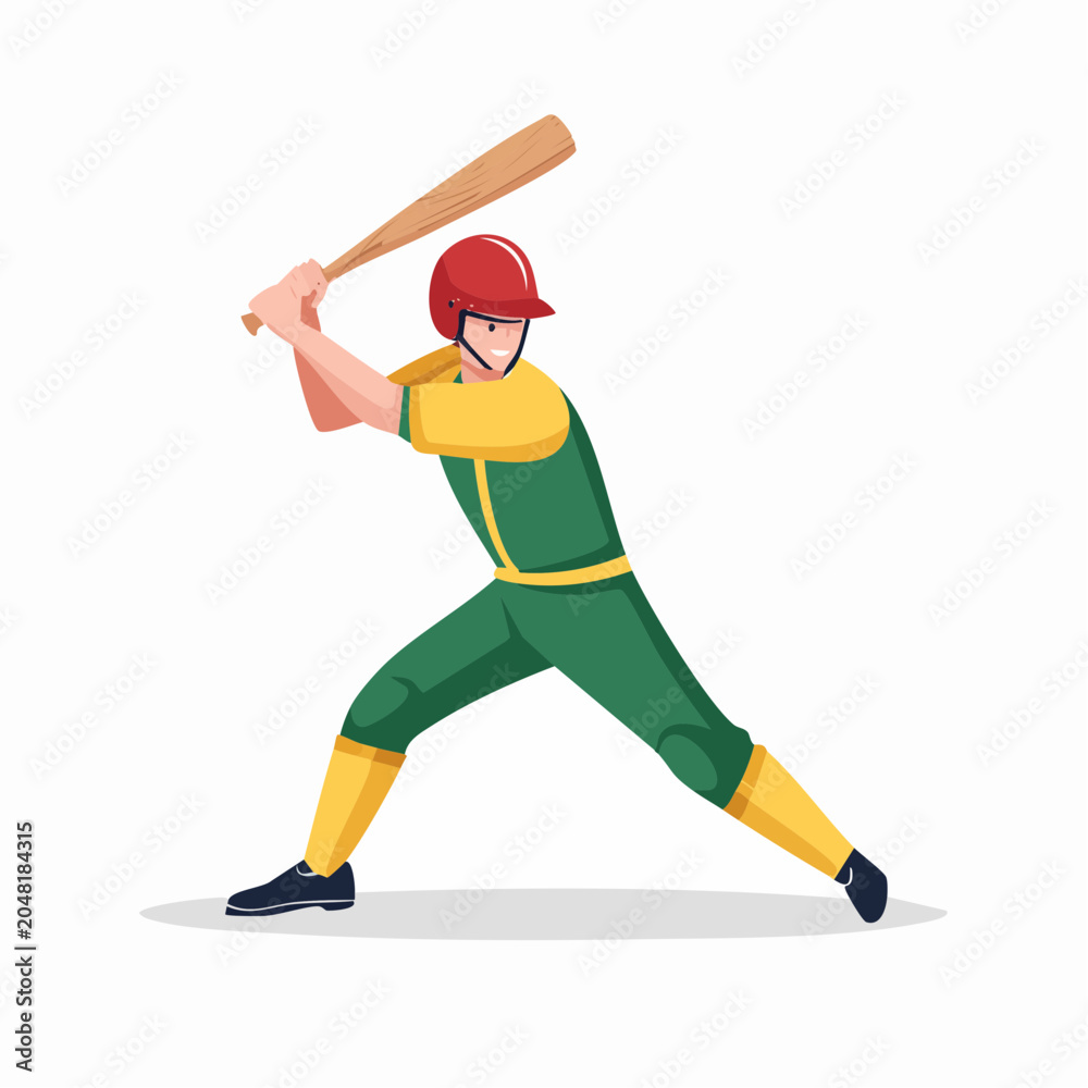 Fototapeta premium 力強くバットを振る野球選手のイラスト