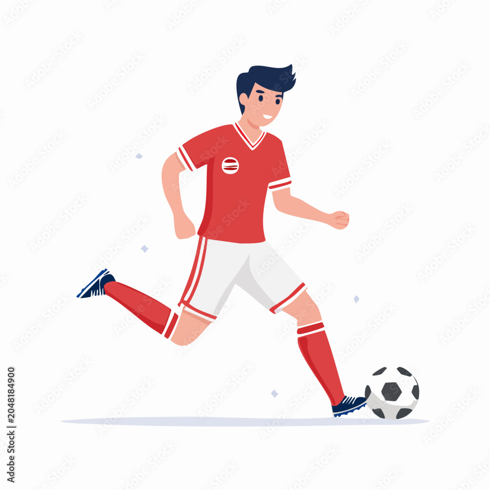 Obraz premium ボールをドリブルするサッカー選手のイラスト