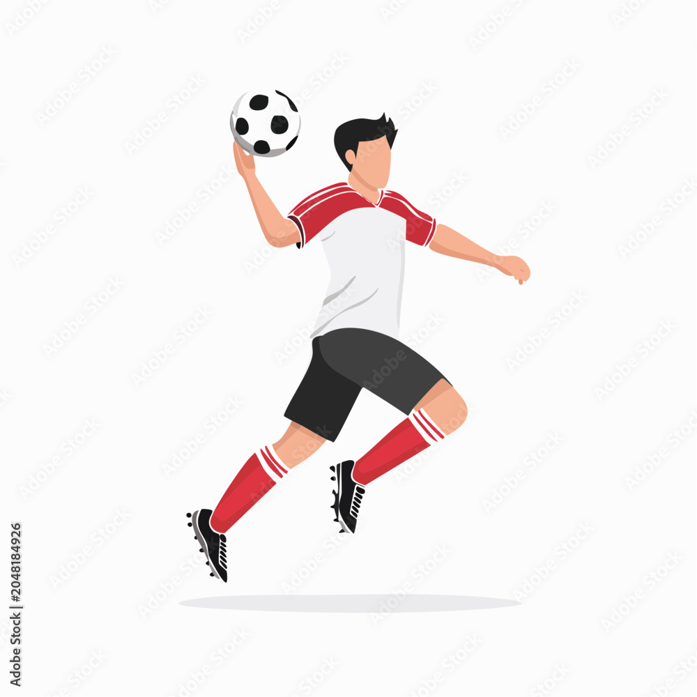 Obraz premium ヘディングをするサッカー選手のイラスト