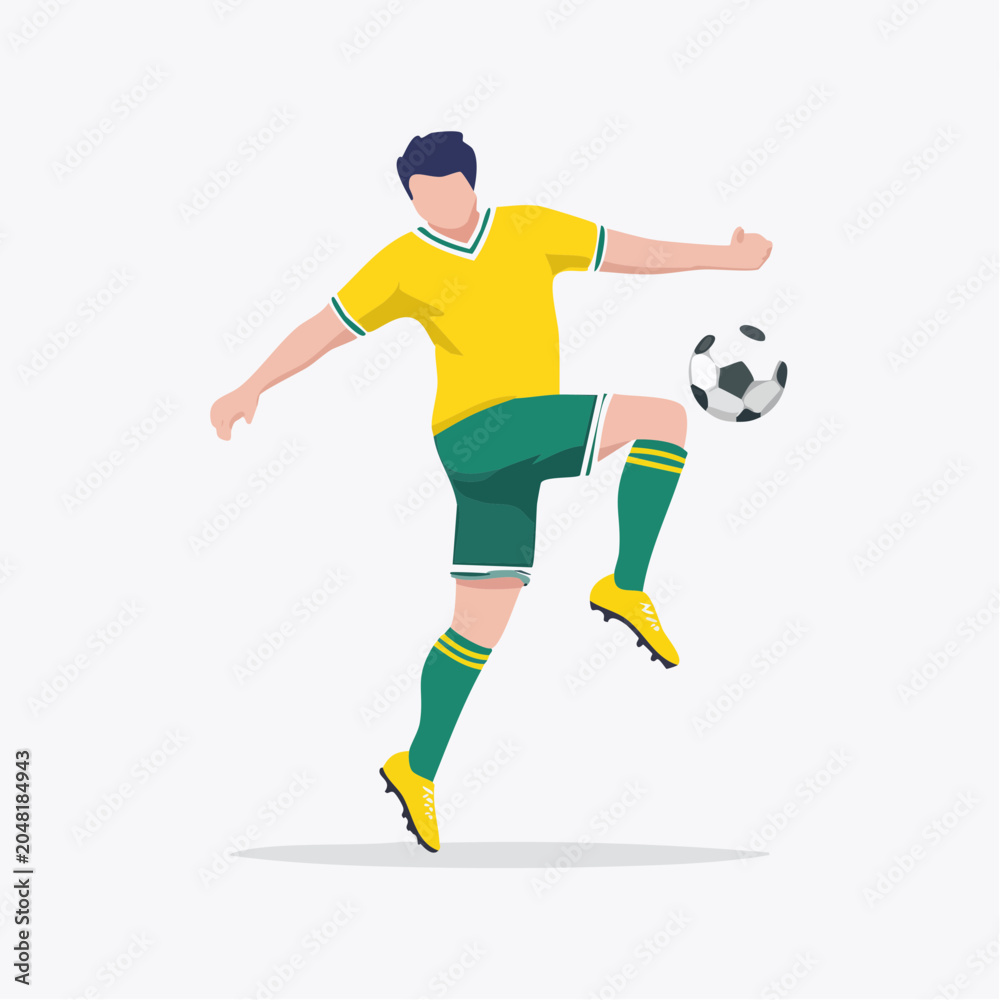 Obraz premium バイシクルキックをするサッカー選手のイラスト