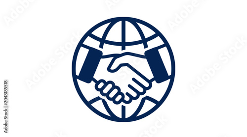 Photos Global Handshake Icon: International Business Partnership and Agreement