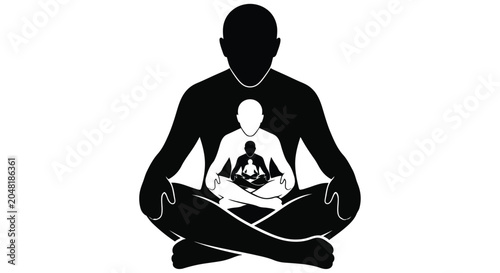 Canvastavla Meditating figure with nested silhouettes representing inner peace and conscious