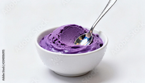 Ube ice cream, a traditional Filipino dessert made from purple yam.