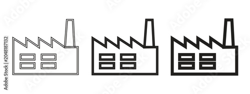 Cuadro en lienzo Industrial factory building icons with chimney, minimalist manufacturing plant v