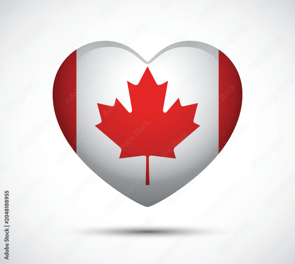 Obraz premium Heart Shape with Canadian Flag Design Symbolizing Love for Canada