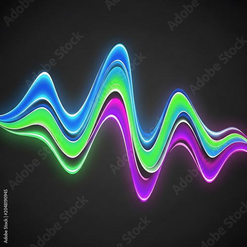 Abstract neon light waves with vibrant color gradients.