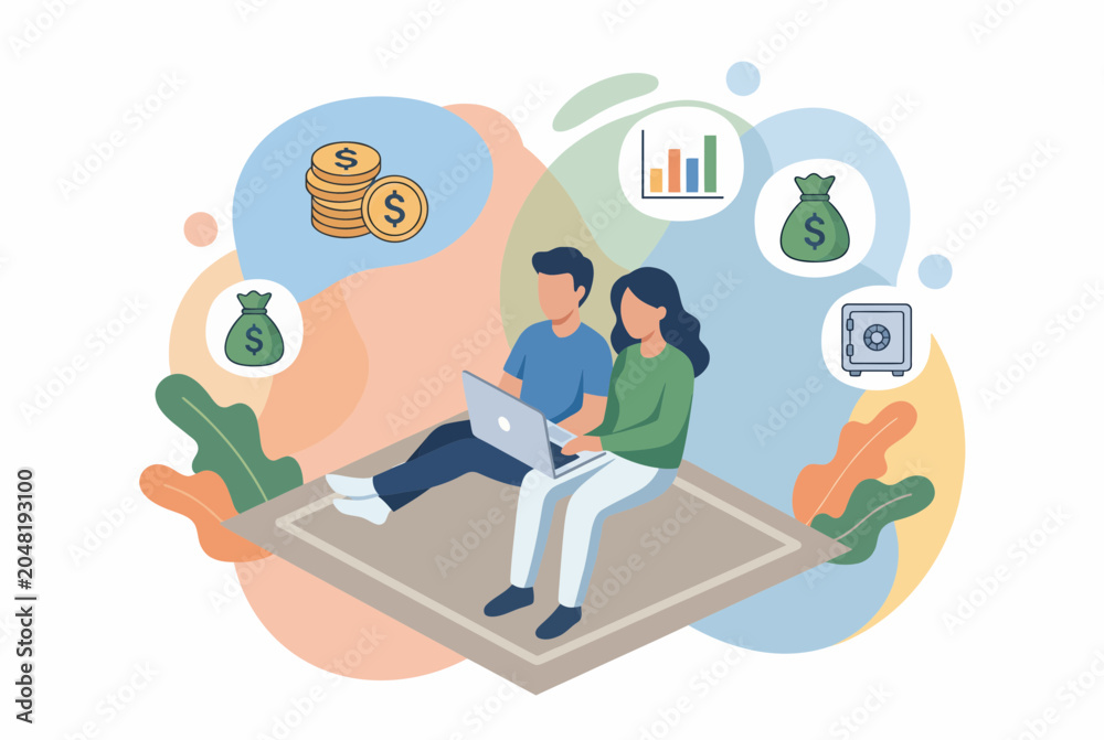 Obraz premium Couple Managing Household Budget and Real Estate Taxes