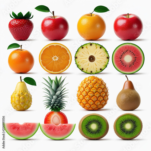 Fruits Icons pack isolated on white background