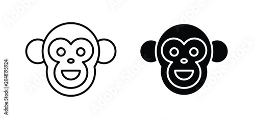 Obraz na płótnie Monkey vector icon set black filled and outlined style.