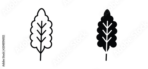 Oak Leaf vector icon set black filled and outlined style.