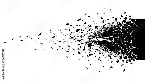 Tableau sur toile A dramatic explosion of debris bursts out from a dark opening.