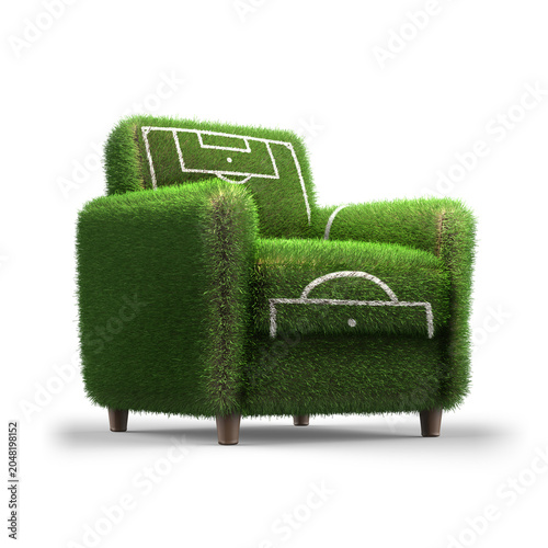 Armchair Upholstered with Green Grass and Football Field Markings