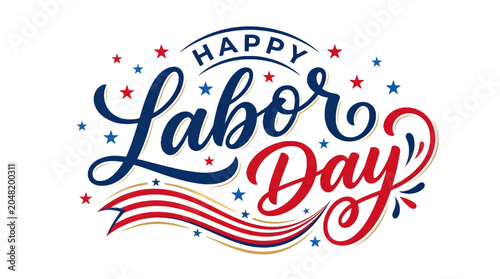 Labor day usa canada typography design happy labor day graphic isolated on transparent background