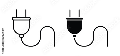 Foto Plug vector icon set black filled and outlined style.