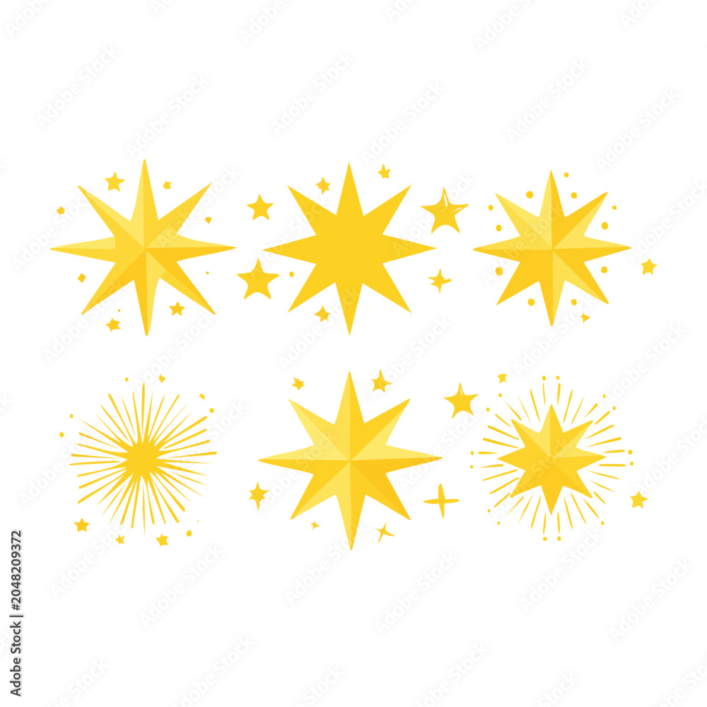 Obraz premium Collection of yellow starburst and star icons
