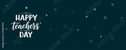 Canvastavla Happy Teachers Day typography illustration with dark teal background and scatter