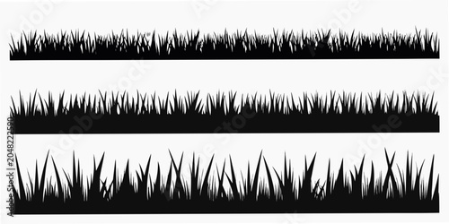 Foto Grass Blade Silhouettes On White Background Three Variations