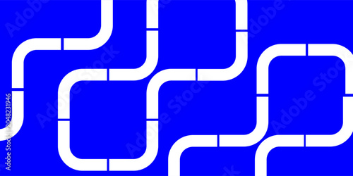 Abstract geometric pipe pattern with modern blue background and minimalist connected shapes.