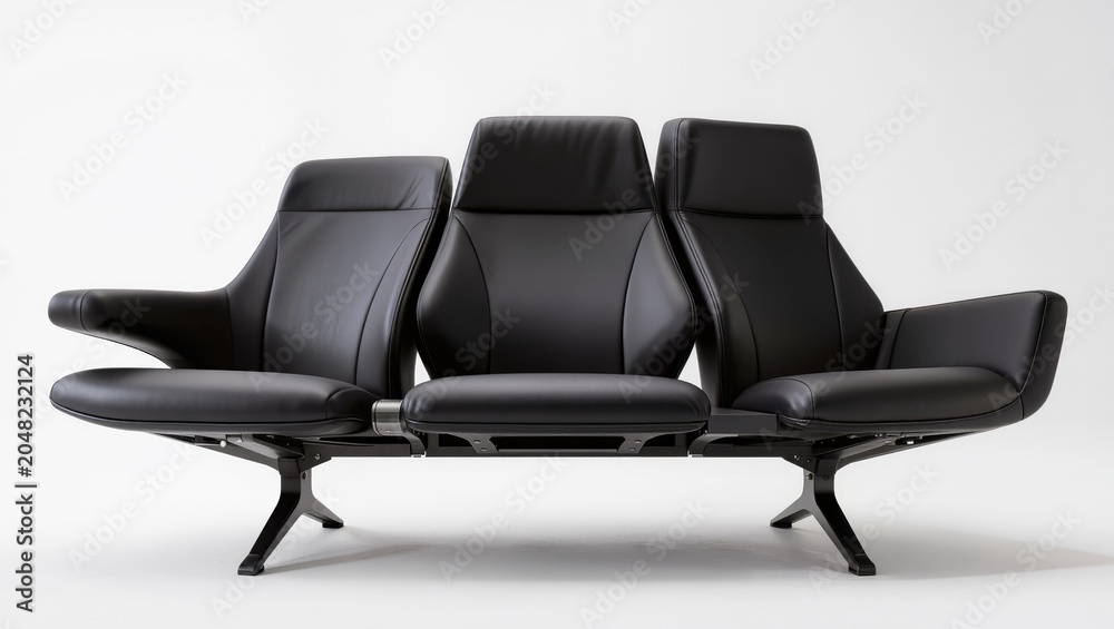 Obraz premium Black leather seating furniture