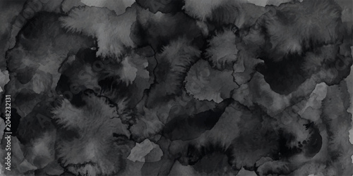 Monochromatic Abstract Wash: A mesmerizing abstract background rendered in deep shades of black and gray, evoking a sense of depth and artistic texture through fluid watercolor washes.