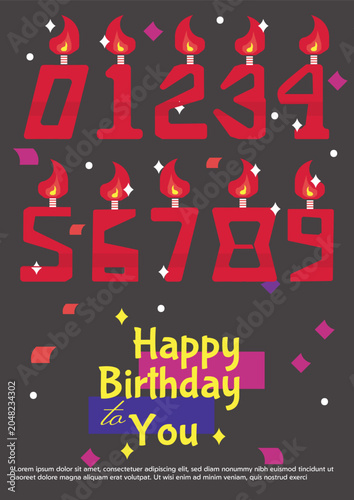 Birthday Number Candles Vector Set Greeting Card Template for Anniversary and Celebration