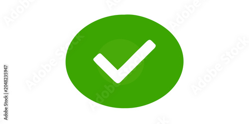 Foto Green Circle With White Checkmark Flat Icon On Transparent Background