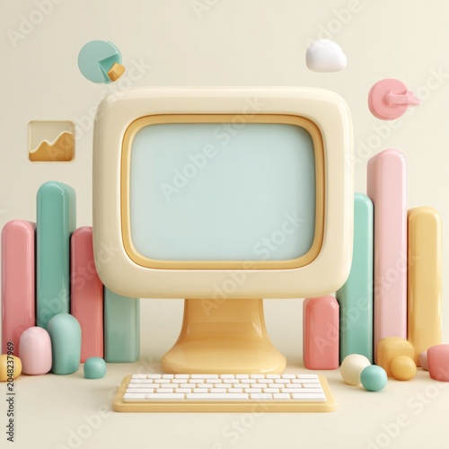Cute Vintage Computer Monitor Mockup