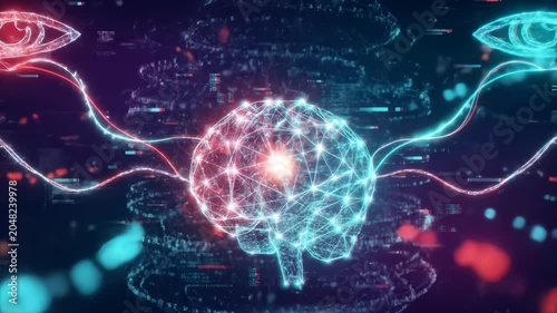 Digital Brain Representation with Eye Icons and Data Connections