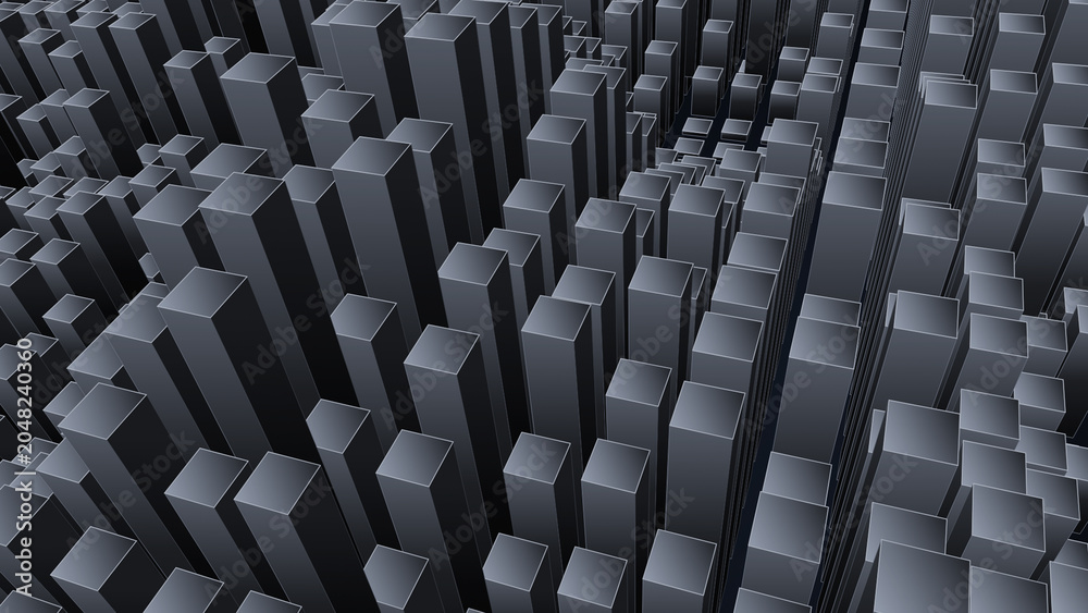 Fototapeta premium Abstract 3D Render of Dark Gray Geometric Columns Background