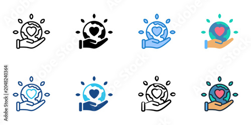 Foto Corporate social responsibility icons set multiple style collection