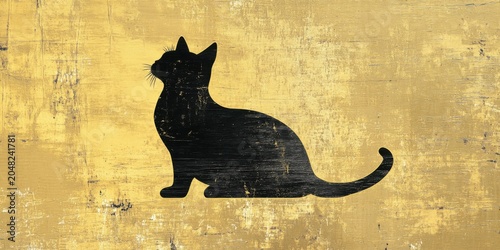 Silhouette of a black cat artistic design digital art minimalist style side view concept of mystery