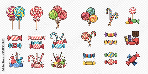 Tableau sur toile Colorful assortment of candies, lollipops, and sweets in various shapes and wrappers, perfect for a festive treat collection