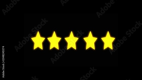 Rating five stars the quality of product and service.golden Five star rating icon animated video .4k video animation
Keywords: