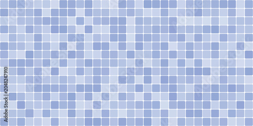 Soft blue mosaic tile pattern with rounded square tiles, light gradient and thin grout lines.interior mockups, wallpapers, pool or bathroom visuals and decor.