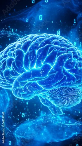 AI Brain Machine Learning Technology 4K Vertical 01