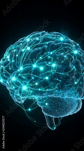 AI Brain Machine Learning Technology 4K Vertical 04