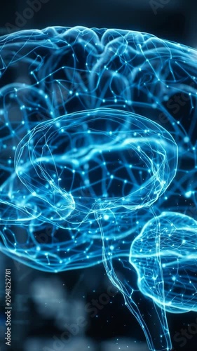 AI Brain Machine Learning Technology 4K Vertical 06