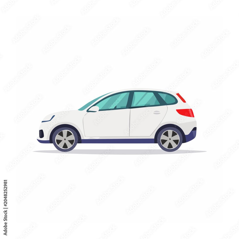 Fototapeta premium Flat design illustration of a white SUV car