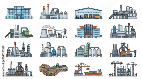 Illustrations of Various Industrial Buildings and Facilities