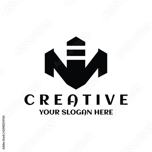 Letter M logo template. Creative house shape logotype vector illustration symbol