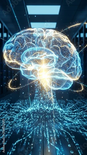 AI Brain Machine Learning Technology 4K Vertical 12