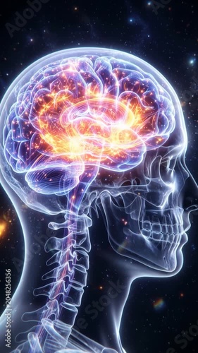 AI Brain Machine Learning Technology 4K Vertical 18