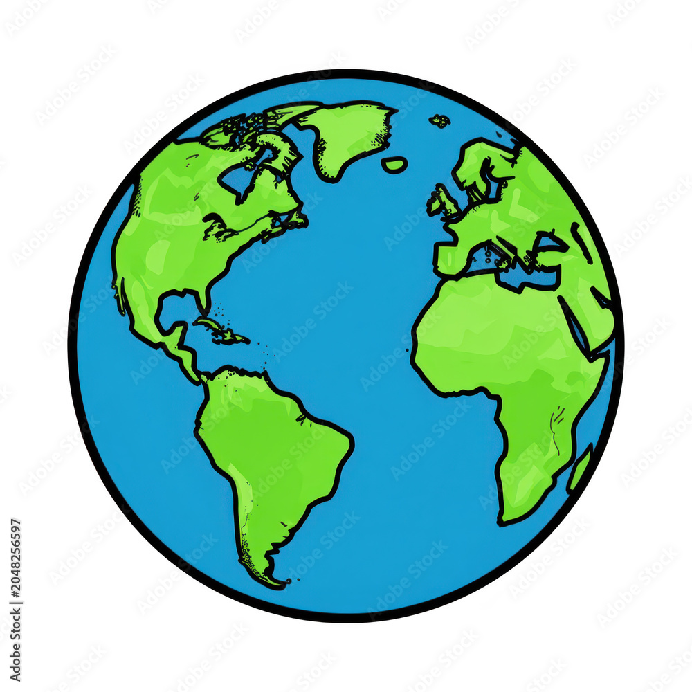 Obraz premium Green Globe Earth Vector Illustration Isolated