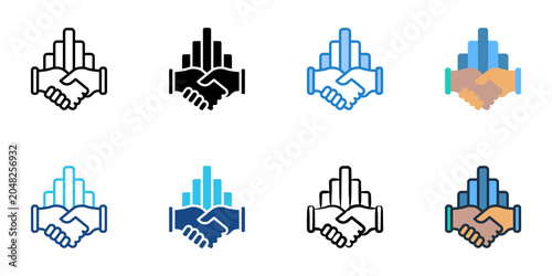 Foto Joint ventures icons set multiple style collection
