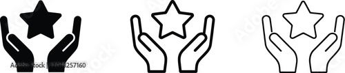 Foto Hands Holding Star for Excellence and Success Icon Set for Achievement, Recognition, and Quality Awards