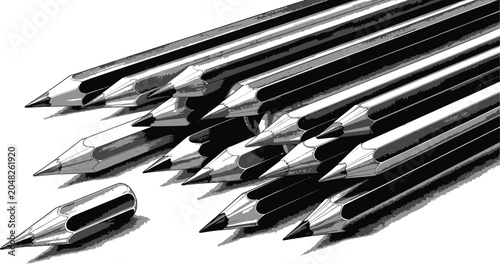 Bild auf Leinwand Pencils, Writing Utensils, Stationery, Office Supplies, Black Pencils, Drawing T