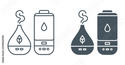 Obraz na plátně Essential oil diffuser and humidifier icon set, wellness aromatherapy and air mo