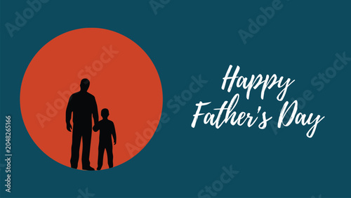 
Minimalist Father's Day greeting design with father and child silhouette