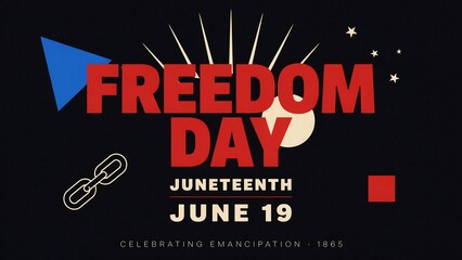 Juneteenth Freedom Day Celebrating Emancipation on June 19 1865 with Symbolic Graphics